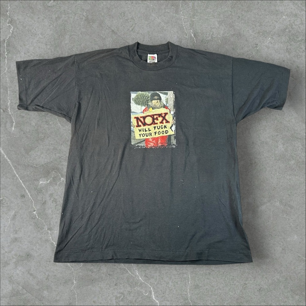 Vintage NOFX Shirt Mens XL Black 90s Will F**k Your Food Ewe Tour 1996 Band Tee